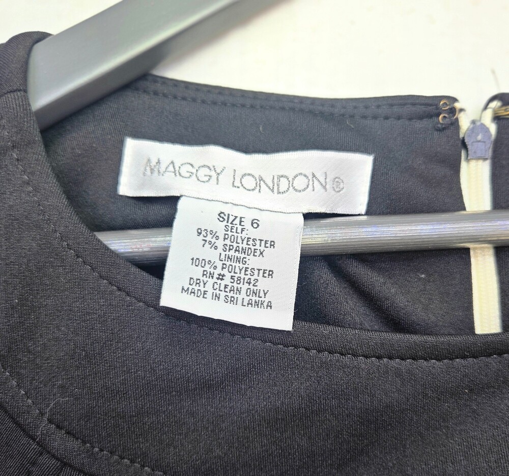 Maggy London Black Cream Colorblock Cap Sleeve Sheath Dress Size 6 - Picture 4 of 11